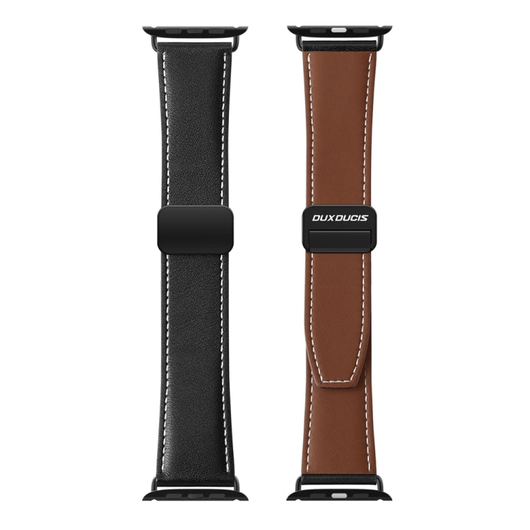 For Apple Watch Series 5 40mm DUX DUCIS YA Series Magnetic Buckle Genuine Leather Watch Band(Black) - Watch Bands by DUX DUCIS | Online Shopping South Africa | PMC Jewellery | Buy Now Pay Later Mobicred