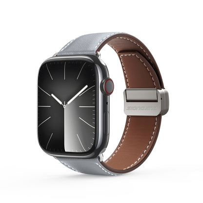 For Apple Watch Series 4 44mm DUX DUCIS YA Series Magnetic Buckle Genuine Leather Watch Band(Grey) - Watch Bands by DUX DUCIS | Online Shopping South Africa | PMC Jewellery | Buy Now Pay Later Mobicred