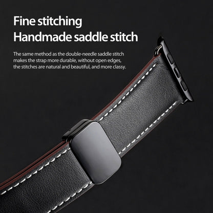 For Apple Watch Series 4 40mm DUX DUCIS YA Series Magnetic Buckle Genuine Leather Watch Band(Black) - Watch Bands by DUX DUCIS | Online Shopping South Africa | PMC Jewellery | Buy Now Pay Later Mobicred