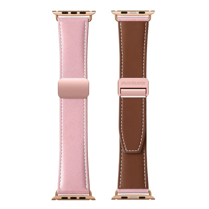 For Apple Watch 38mm DUX DUCIS YA Series Magnetic Buckle Genuine Leather Watch Band(Pink) - Watch Bands by DUX DUCIS | Online Shopping South Africa | PMC Jewellery | Buy Now Pay Later Mobicred