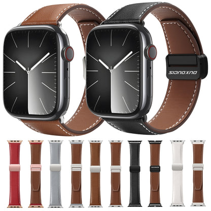 For Apple Watch SE 2022 40mm DUX DUCIS YA Series Magnetic Buckle Genuine Leather Watch Band(Brown) - Watch Bands by DUX DUCIS | Online Shopping South Africa | PMC Jewellery | Buy Now Pay Later Mobicred