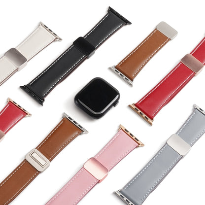 For Apple Watch SE 40mm DUX DUCIS YA Series Magnetic Buckle Genuine Leather Watch Band(Grey) - Watch Bands by DUX DUCIS | Online Shopping South Africa | PMC Jewellery | Buy Now Pay Later Mobicred