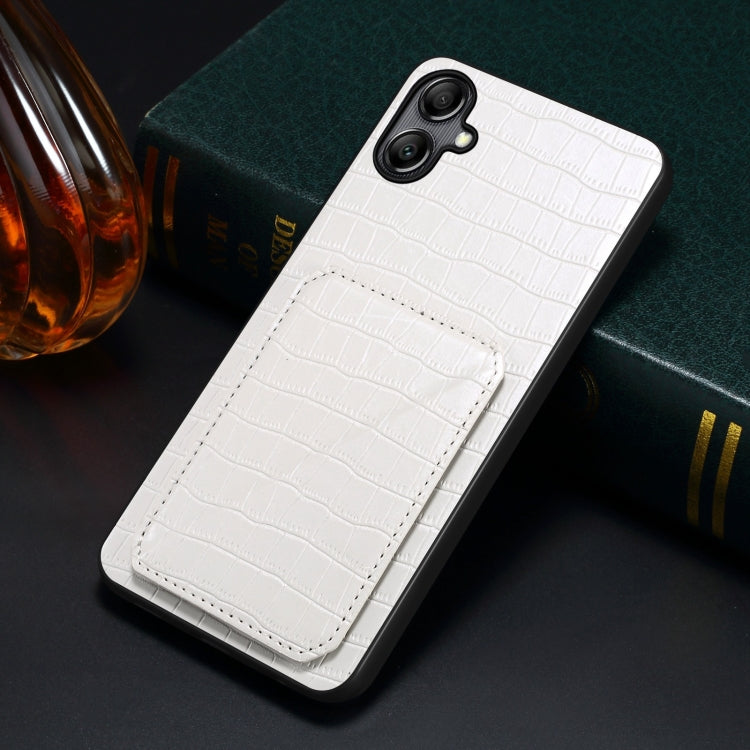 For Samsung Galaxy S24 5G Denior Imitation Crocodile Leather Back Phone Case with Holder(White) - Galaxy S24 5G Cases by Denior | Online Shopping South Africa | PMC Jewellery | Buy Now Pay Later Mobicred