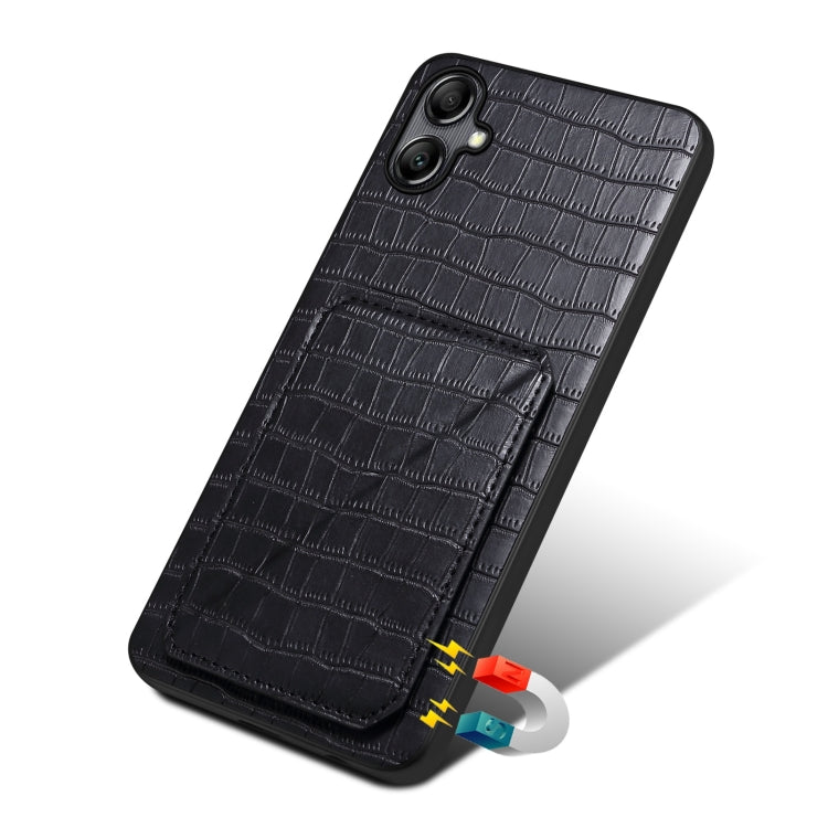 For Samsung Galaxy S24+ 5G Denior Imitation Crocodile Leather Back Phone Case with Holder(Black) - Galaxy S24+ 5G Cases by Denior | Online Shopping South Africa | PMC Jewellery | Buy Now Pay Later Mobicred