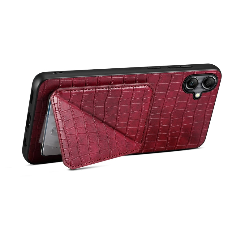 For Samsung Galaxy S24+ 5G Denior Imitation Crocodile Leather Back Phone Case with Holder(Rose Red) - Galaxy S24+ 5G Cases by Denior | Online Shopping South Africa | PMC Jewellery | Buy Now Pay Later Mobicred