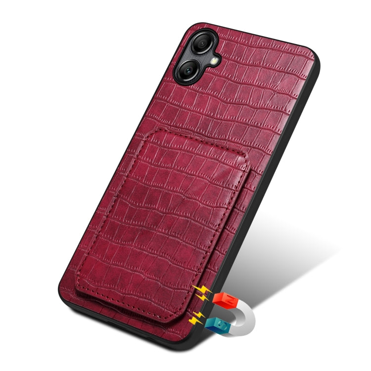 For Samsung Galaxy S24 Ultra 5G Denior Imitation Crocodile Leather Back Phone Case with Holder(Rose Red) - Galaxy S24 Ultra 5G Cases by Denior | Online Shopping South Africa | PMC Jewellery | Buy Now Pay Later Mobicred