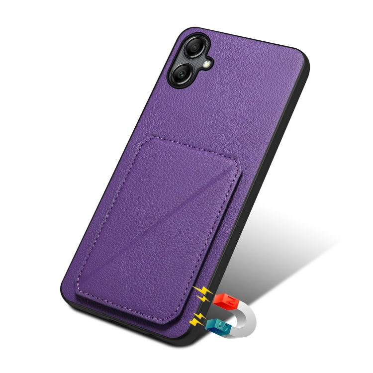 For Samsung Galaxy S24+ 5G Denior Imitation Calf Leather Back Phone Case with Holder(Purple) - Galaxy S24+ 5G Cases by Denior | Online Shopping South Africa | PMC Jewellery | Buy Now Pay Later Mobicred