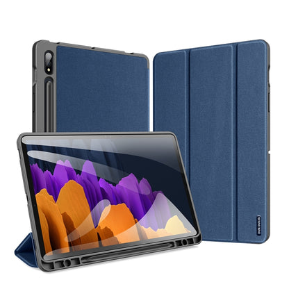 For Samsung Galaxy Tab S7+ 12.4 inch DUX DUCIS Domo Series Horizontal Flip Magnetic PU Leather Case with Three-folding Holder & Sleep / Wake-up Function & Pen Slot(Blue) - Other Galaxy Tab PC by DUX DUCIS | Online Shopping South Africa | PMC Jewellery | Buy Now Pay Later Mobicred