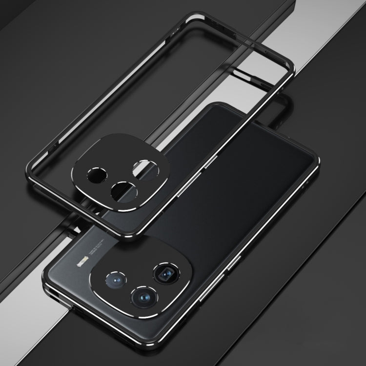 For vivo iQOO 12 Aurora Series Lens Protector + Metal Frame Phone Case(Black Silver) - iQOO 12 Cases by PMC Jewellery | Online Shopping South Africa | PMC Jewellery | Buy Now Pay Later Mobicred