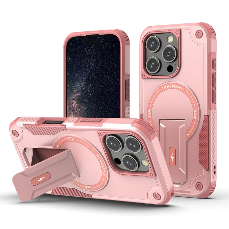 For iPhone 16 Pro Armor Magsafe Holder PC Hybrid TPU Phone Case(Pink) - iPhone 16 Pro Cases by PMC Jewellery | Online Shopping South Africa | PMC Jewellery | Buy Now Pay Later Mobicred