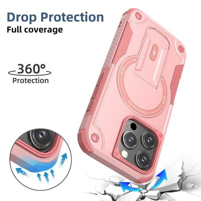 For iPhone 16 Pro Armor Magsafe Holder PC Hybrid TPU Phone Case(Pink) - iPhone 16 Pro Cases by PMC Jewellery | Online Shopping South Africa | PMC Jewellery | Buy Now Pay Later Mobicred