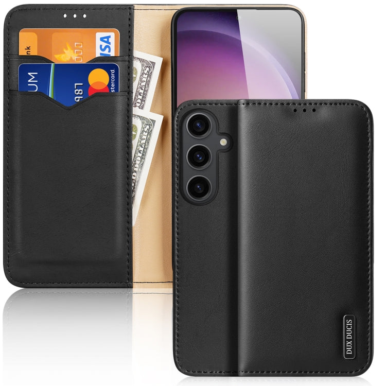 For Samsung Galaxy S24 5G DUX DUCIS Hivo Series Cowhide + PU + TPU Flip Phone Case(Black) - Galaxy S24 5G Cases by DUX DUCIS | Online Shopping South Africa | PMC Jewellery | Buy Now Pay Later Mobicred