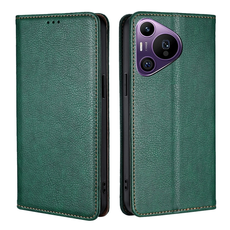 For Huawei Pura 70 Pro / Pro+ Gloss Oil Solid Color Magnetic Leather Phone Case(Green) - Huawei Cases by PMC Jewellery | Online Shopping South Africa | PMC Jewellery | Buy Now Pay Later Mobicred