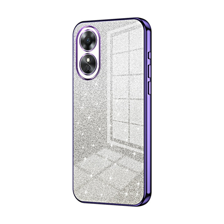 For OPPO A17 / A17K Gradient Glitter Powder Electroplated Phone Case(Purple) - OPPO Cases by PMC Jewellery | Online Shopping South Africa | PMC Jewellery | Buy Now Pay Later Mobicred