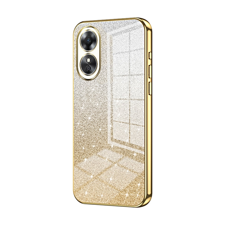 For OPPO A17 / A17K Gradient Glitter Powder Electroplated Phone Case(Gold) - OPPO Cases by PMC Jewellery | Online Shopping South Africa | PMC Jewellery | Buy Now Pay Later Mobicred
