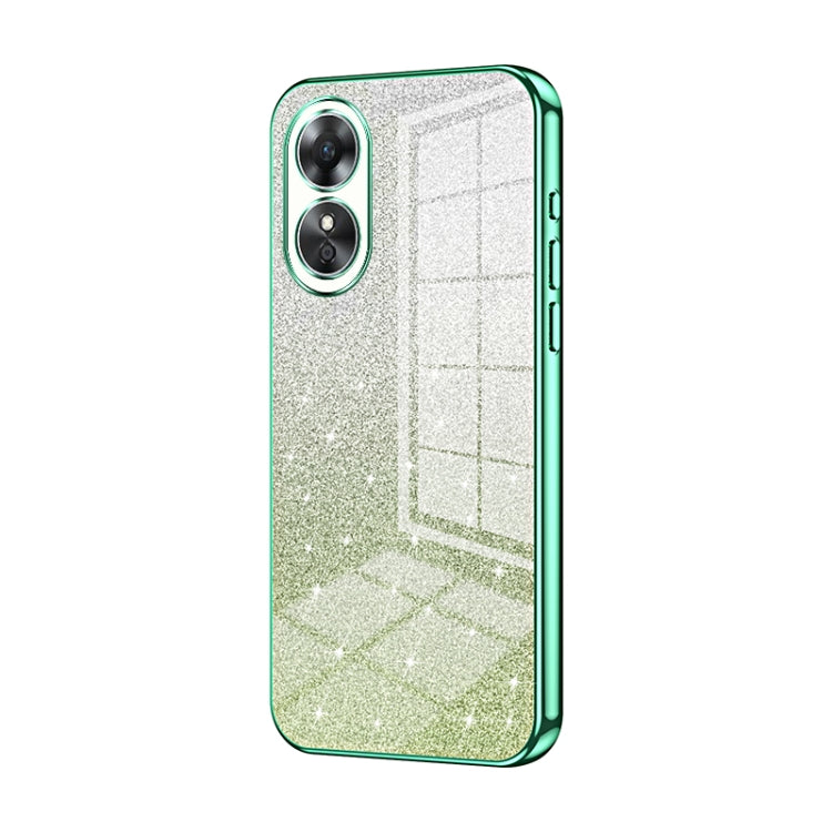For OPPO A17 / A17K Gradient Glitter Powder Electroplated Phone Case(Green) - OPPO Cases by PMC Jewellery | Online Shopping South Africa | PMC Jewellery | Buy Now Pay Later Mobicred