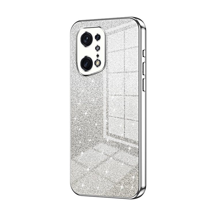 For OPPO Find X5 Pro Gradient Glitter Powder Electroplated Phone Case(Silver) - OPPO Cases by PMC Jewellery | Online Shopping South Africa | PMC Jewellery | Buy Now Pay Later Mobicred