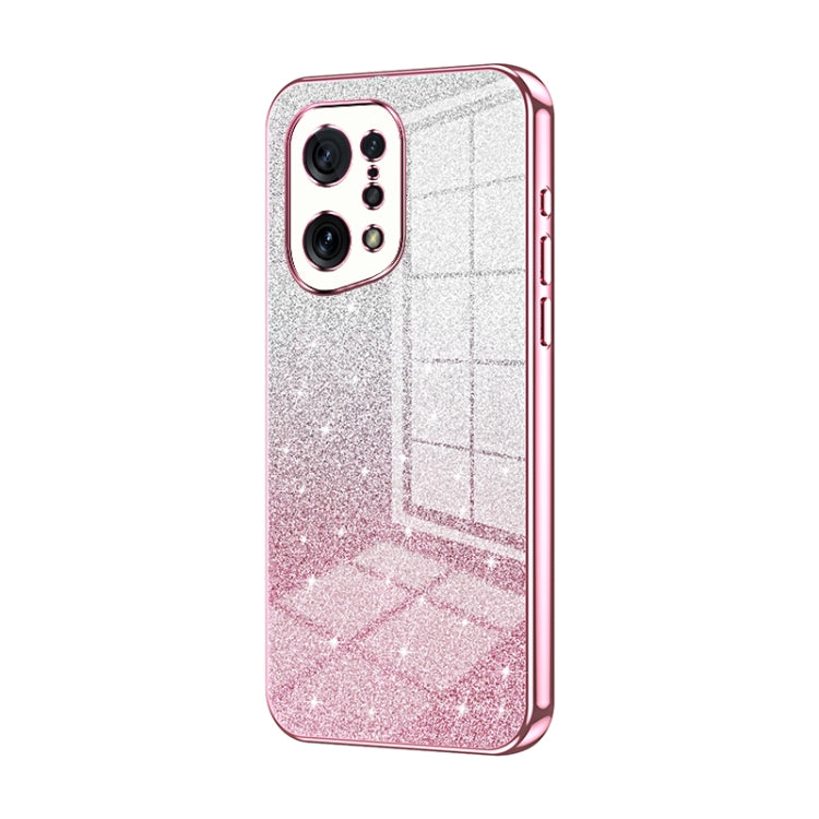 For OPPO Find X5 Gradient Glitter Powder Electroplated Phone Case(Pink) - OPPO Cases by PMC Jewellery | Online Shopping South Africa | PMC Jewellery | Buy Now Pay Later Mobicred