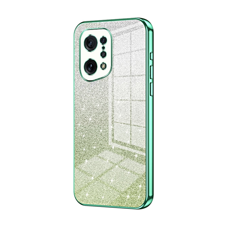 For OPPO Find X5 Gradient Glitter Powder Electroplated Phone Case(Green) - OPPO Cases by PMC Jewellery | Online Shopping South Africa | PMC Jewellery | Buy Now Pay Later Mobicred