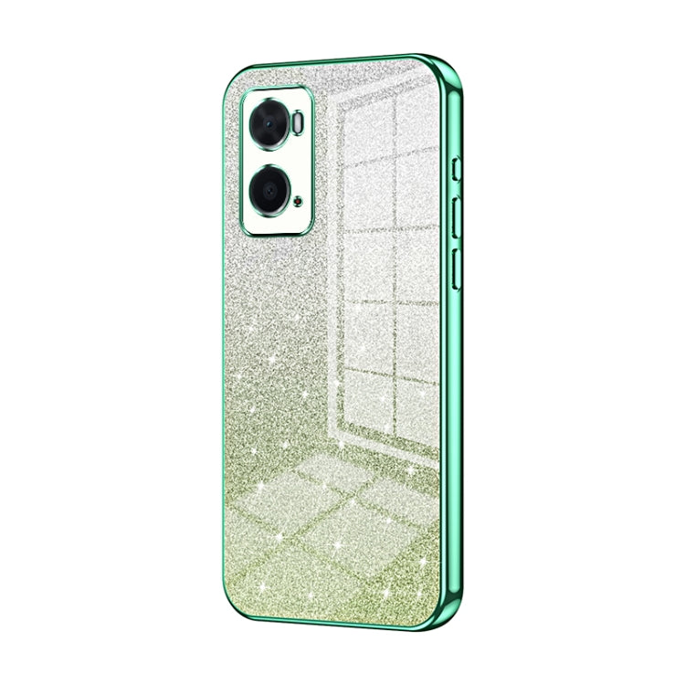 For OPPO A36 / A76 / A96 4G Global Gradient Glitter Powder Electroplated Phone Case(Green) - OPPO Cases by PMC Jewellery | Online Shopping South Africa | PMC Jewellery | Buy Now Pay Later Mobicred