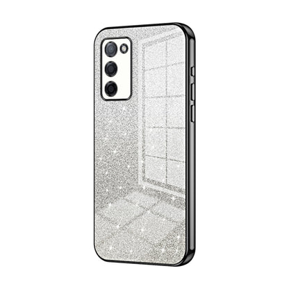 For OPPO A55 5G / A56 / A53s 5G Gradient Glitter Powder Electroplated Phone Case(Black) - OPPO Cases by PMC Jewellery | Online Shopping South Africa | PMC Jewellery | Buy Now Pay Later Mobicred