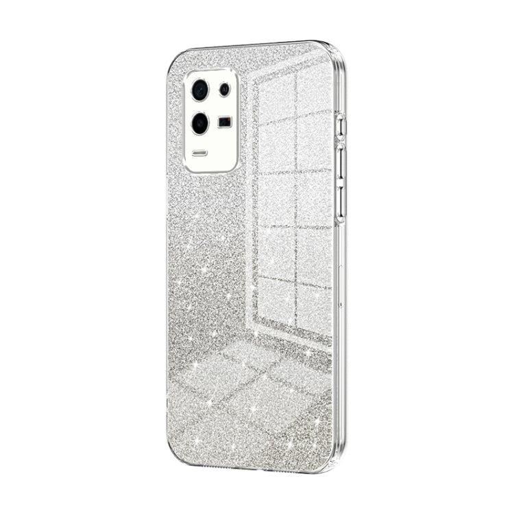 For OPPO K9x Gradient Glitter Powder Electroplated Phone Case(Transparent) - OPPO Cases by PMC Jewellery | Online Shopping South Africa | PMC Jewellery | Buy Now Pay Later Mobicred