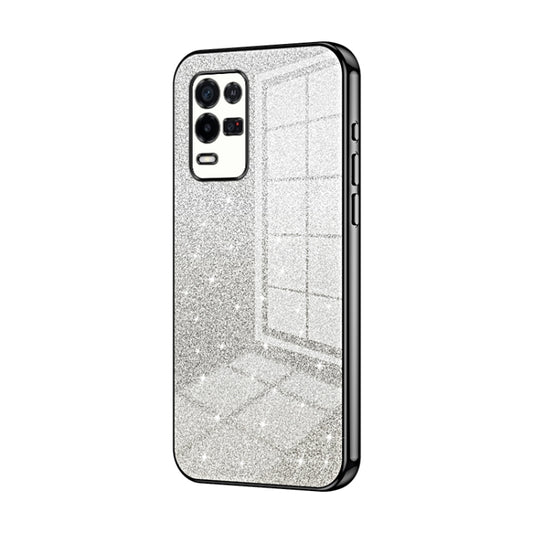 For OPPO K9x Gradient Glitter Powder Electroplated Phone Case(Black) - OPPO Cases by PMC Jewellery | Online Shopping South Africa | PMC Jewellery | Buy Now Pay Later Mobicred