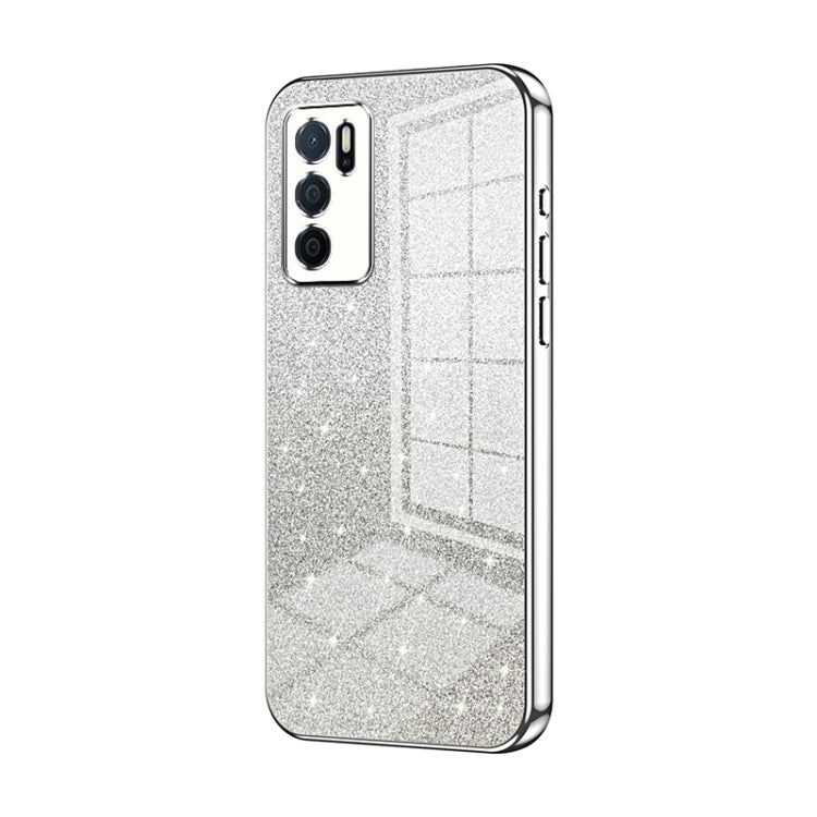 For OPPO A16 / A16s / A54s Gradient Glitter Powder Electroplated Phone Case(Silver) - OPPO Cases by PMC Jewellery | Online Shopping South Africa | PMC Jewellery | Buy Now Pay Later Mobicred