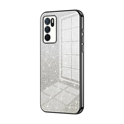 For OPPO A16 / A16s / A54s Gradient Glitter Powder Electroplated Phone Case(Black) - OPPO Cases by PMC Jewellery | Online Shopping South Africa | PMC Jewellery