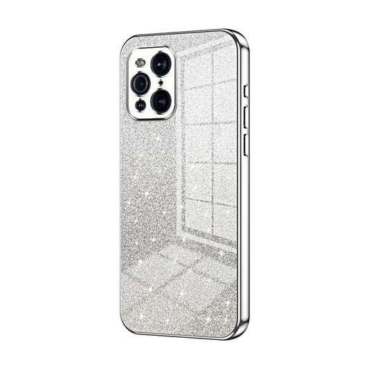 For OPPO Find X3 / Find X3 Pro Gradient Glitter Powder Electroplated Phone Case(Silver) - OPPO Cases by PMC Jewellery | Online Shopping South Africa | PMC Jewellery | Buy Now Pay Later Mobicred