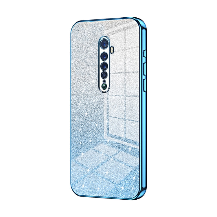 For OPPO Reno2 Gradient Glitter Powder Electroplated Phone Case(Blue) - OPPO Cases by PMC Jewellery | Online Shopping South Africa | PMC Jewellery | Buy Now Pay Later Mobicred
