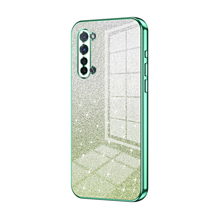 For OPPO Reno3 5G / Find X2 Lite Gradient Glitter Powder Electroplated Phone Case(Green) - OPPO Cases by PMC Jewellery | Online Shopping South Africa | PMC Jewellery | Buy Now Pay Later Mobicred