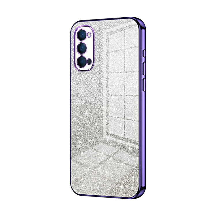 For OPPO Reno4 Gradient Glitter Powder Electroplated Phone Case(Purple) - OPPO Cases by PMC Jewellery | Online Shopping South Africa | PMC Jewellery | Buy Now Pay Later Mobicred