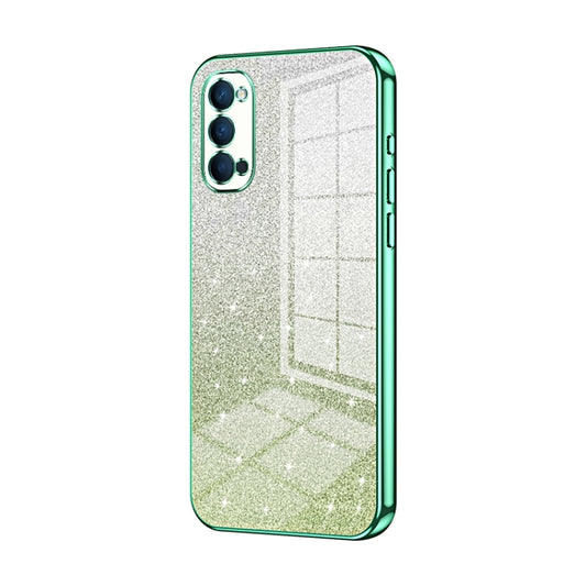 For OPPO Reno4 Gradient Glitter Powder Electroplated Phone Case(Green) - OPPO Cases by PMC Jewellery | Online Shopping South Africa | PMC Jewellery | Buy Now Pay Later Mobicred