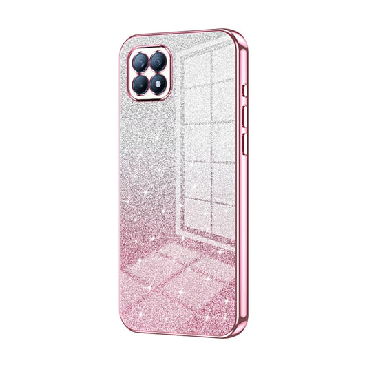 For OPPO Reno4 SE Gradient Glitter Powder Electroplated Phone Case(Pink) - OPPO Cases by PMC Jewellery | Online Shopping South Africa | PMC Jewellery | Buy Now Pay Later Mobicred