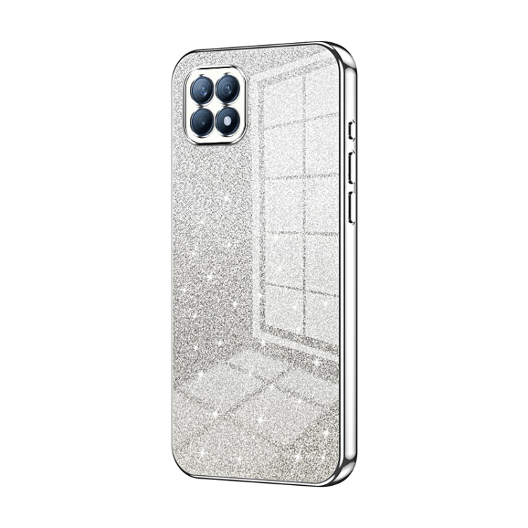 For OPPO Reno4 SE Gradient Glitter Powder Electroplated Phone Case(Silver) - OPPO Cases by PMC Jewellery | Online Shopping South Africa | PMC Jewellery | Buy Now Pay Later Mobicred