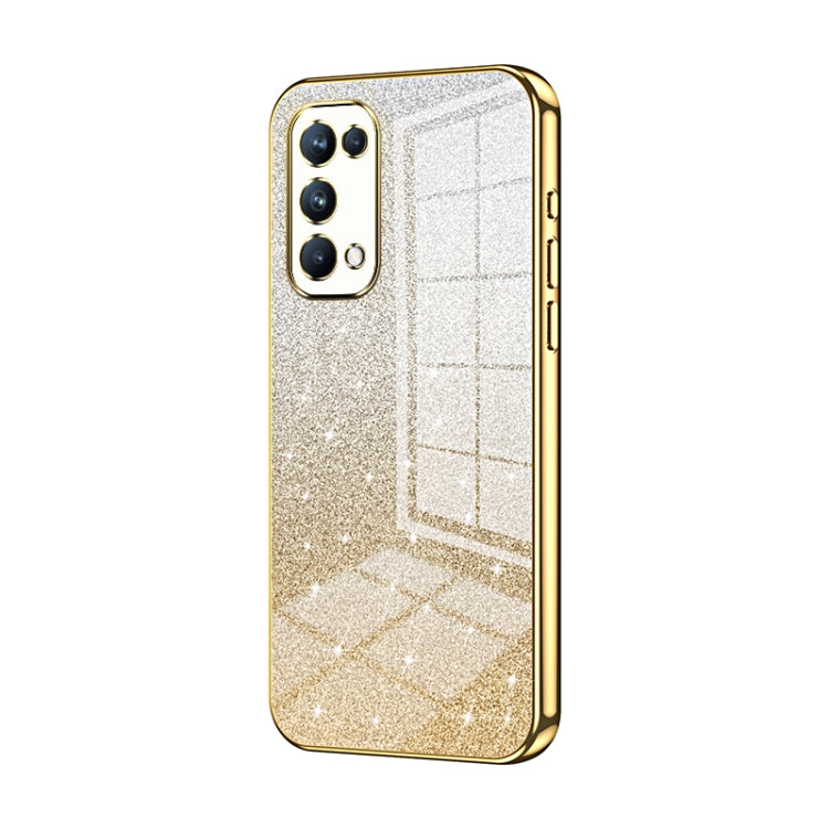 For OPPO Reno5 Pro Gradient Glitter Powder Electroplated Phone Case(Gold) - OPPO Cases by PMC Jewellery | Online Shopping South Africa | PMC Jewellery | Buy Now Pay Later Mobicred
