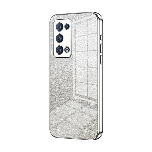 For OPPO Reno6 Pro+ Gradient Glitter Powder Electroplated Phone Case(Silver) - OPPO Cases by PMC Jewellery | Online Shopping South Africa | PMC Jewellery | Buy Now Pay Later Mobicred