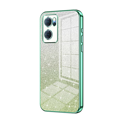 For OPPO Reno7 5G Gradient Glitter Powder Electroplated Phone Case(Green) - OPPO Cases by PMC Jewellery | Online Shopping South Africa | PMC Jewellery | Buy Now Pay Later Mobicred