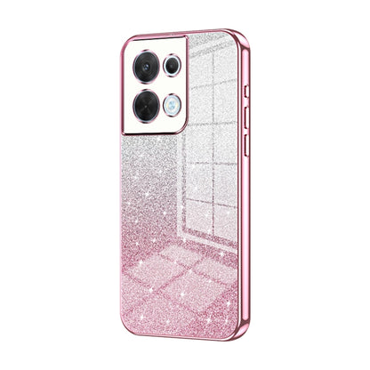 For OPPO Reno8 Gradient Glitter Powder Electroplated Phone Case(Pink) - OPPO Cases by PMC Jewellery | Online Shopping South Africa | PMC Jewellery | Buy Now Pay Later Mobicred