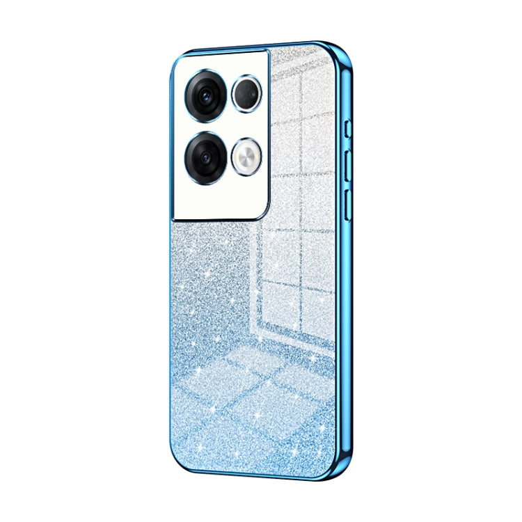 For OPPO Reno8 Pro+ Gradient Glitter Powder Electroplated Phone Case(Blue) - OPPO Cases by PMC Jewellery | Online Shopping South Africa | PMC Jewellery | Buy Now Pay Later Mobicred