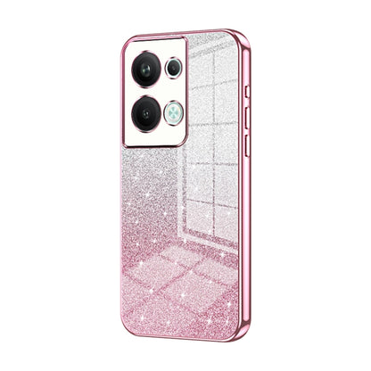 For OPPO Reno9 Pro+ Gradient Glitter Powder Electroplated Phone Case(Pink) - OPPO Cases by PMC Jewellery | Online Shopping South Africa | PMC Jewellery | Buy Now Pay Later Mobicred