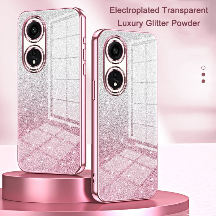 For OPPO Reno9 / Reno9 Pro Gradient Glitter Powder Electroplated Phone Case(Pink) - OPPO Cases by PMC Jewellery | Online Shopping South Africa | PMC Jewellery | Buy Now Pay Later Mobicred