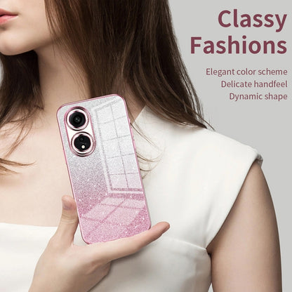 For OPPO Reno5 4G/5G / Reno5 K Gradient Glitter Powder Electroplated Phone Case(Transparent) - OPPO Cases by PMC Jewellery | Online Shopping South Africa | PMC Jewellery | Buy Now Pay Later Mobicred