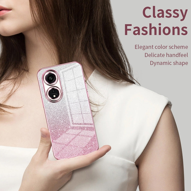 For OPPO Reno4 SE Gradient Glitter Powder Electroplated Phone Case(Transparent) - OPPO Cases by PMC Jewellery | Online Shopping South Africa | PMC Jewellery | Buy Now Pay Later Mobicred