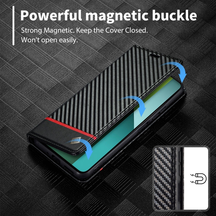 For Xiaomi Redmi Note 13 4G LC.IMEEKE Carbon Fiber Texture Flip Leather Phone Case(Horizontal Black) - Note 13 Cases by LC.IMEEKE | Online Shopping South Africa | PMC Jewellery | Buy Now Pay Later Mobicred