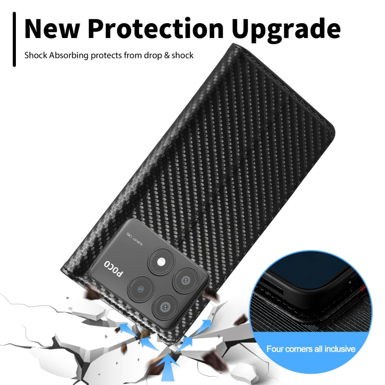 For Xiaomi Poco X6 Pro 5G LC.IMEEKE Carbon Fiber Texture Flip Leather Phone Case(Vertical Black) - Xiaomi Cases by LC.IMEEKE | Online Shopping South Africa | PMC Jewellery | Buy Now Pay Later Mobicred