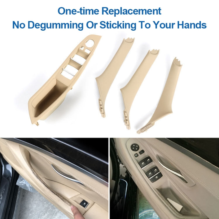 For BMW F10 / F18 5 Series 7pcs Car Inside Doors Handle Pull Trim Cover, Right Driving, 51417225874(Beige Yellow) - Door Handles by PMC Jewellery | Online Shopping South Africa | PMC Jewellery