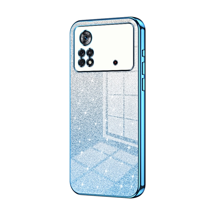 For Xiaomi Poco X4 Pro 5G Gradient Glitter Powder Electroplated Phone Case(Blue) - Poco X4 Pro 5G Cases by PMC Jewellery | Online Shopping South Africa | PMC Jewellery