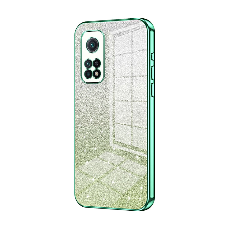 For Xiaomi Redmi K30S / Mi 10T Pro 5G Gradient Glitter Powder Electroplated Phone Case(Green) - Xiaomi Cases by PMC Jewellery | Online Shopping South Africa | PMC Jewellery | Buy Now Pay Later Mobicred